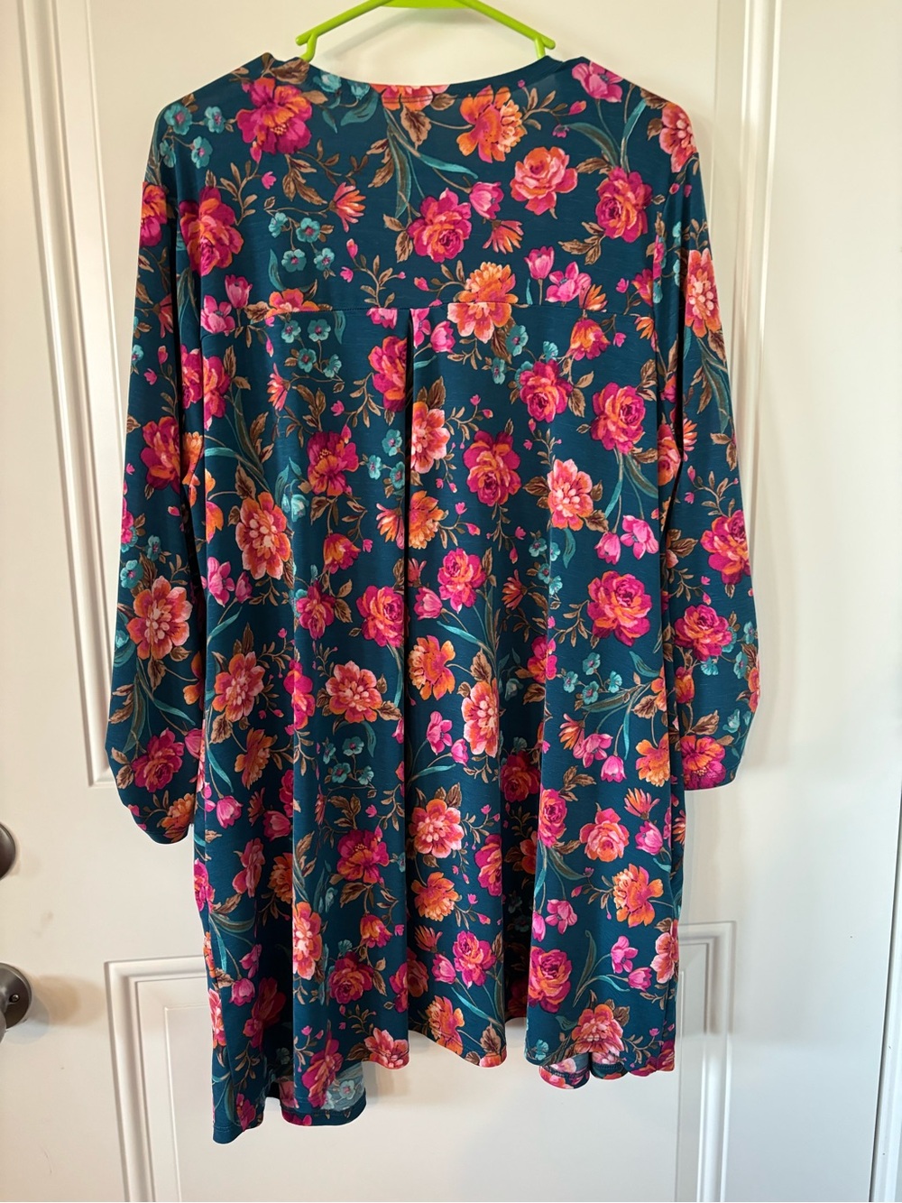 Teal Floral Open-Front Blazer Jacket by Dear Scarlett - Picture 2 of 3